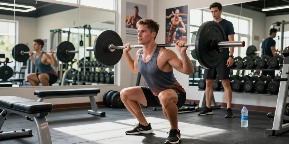 Person im Anabolika Shop beim Training mit Gewichten, motivierende Atmosphäre und Fitness-Equipment.