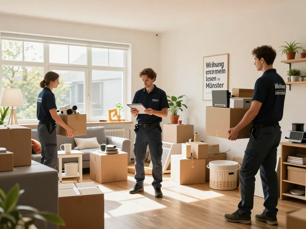 Effizientes Team, das bei Wohnung entrümpeln lassen in Münster mit sorgfältigem Verpacken und Umzug hilft.