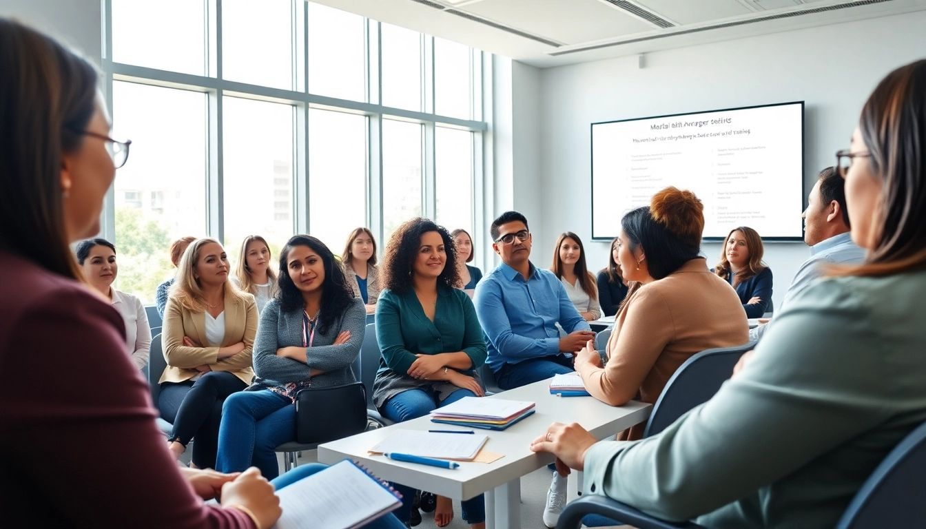 Engaged participants at a mental health awareness seminar fostering discussions on wellness and support.