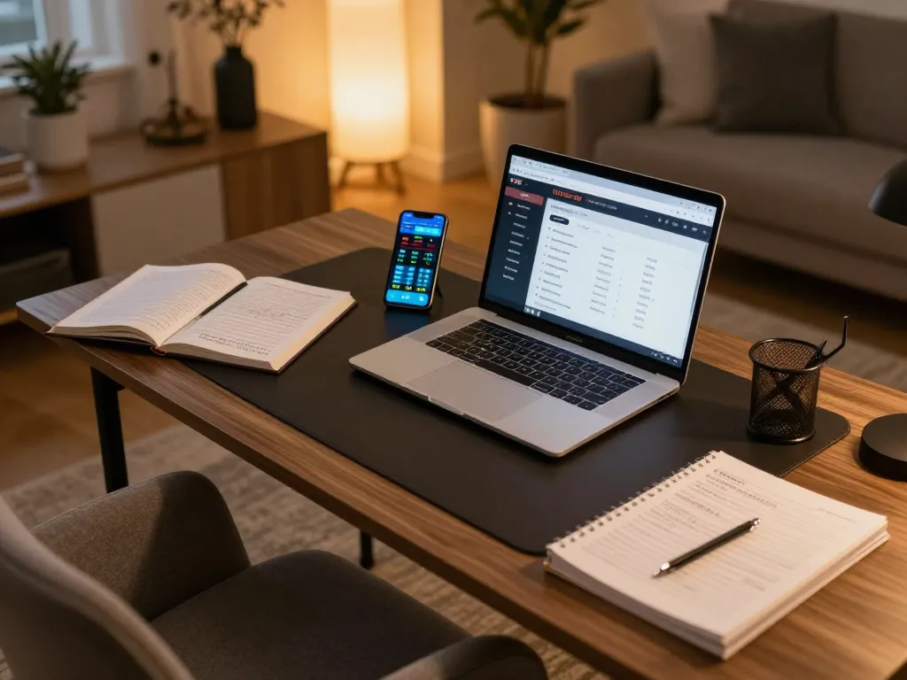 Player engaging with F88 bet on a laptop in a cozy home setup, showcasing online gaming excitement.