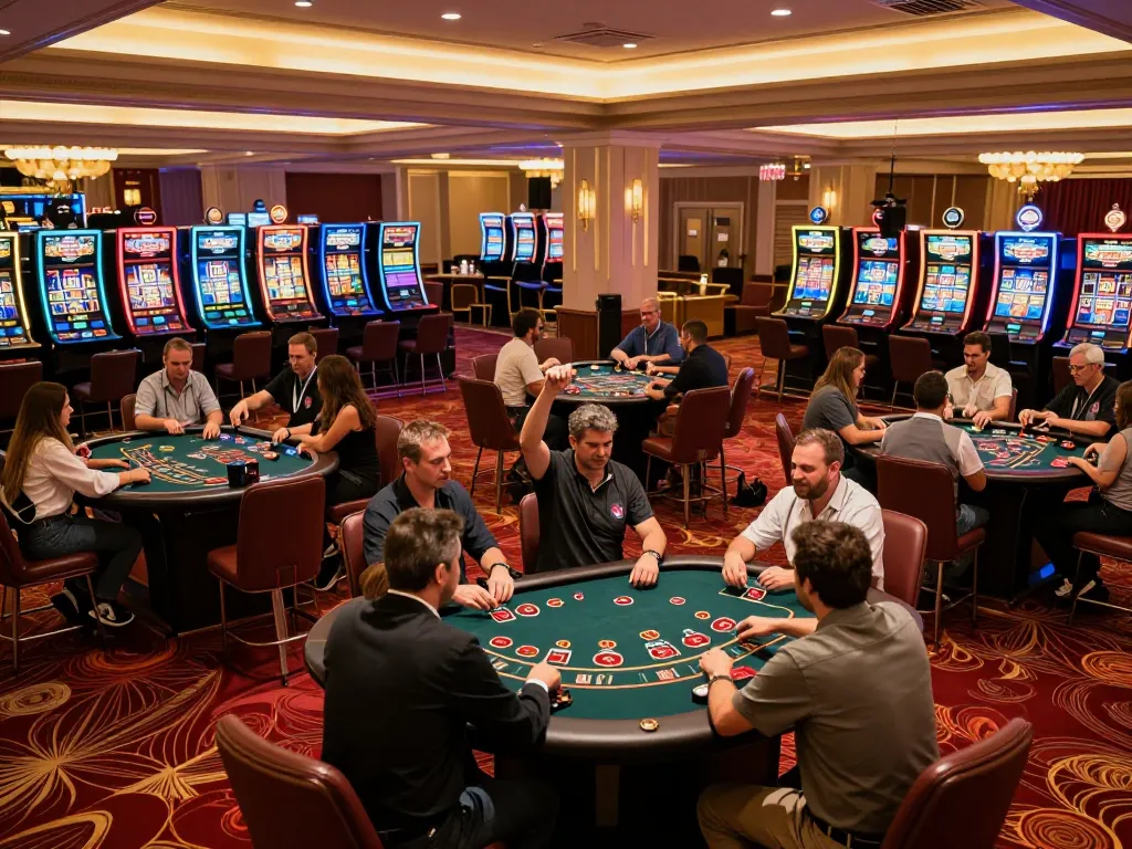 F168 players strategizing at blackjack table in elegant casino atmosphere with dynamic lighting