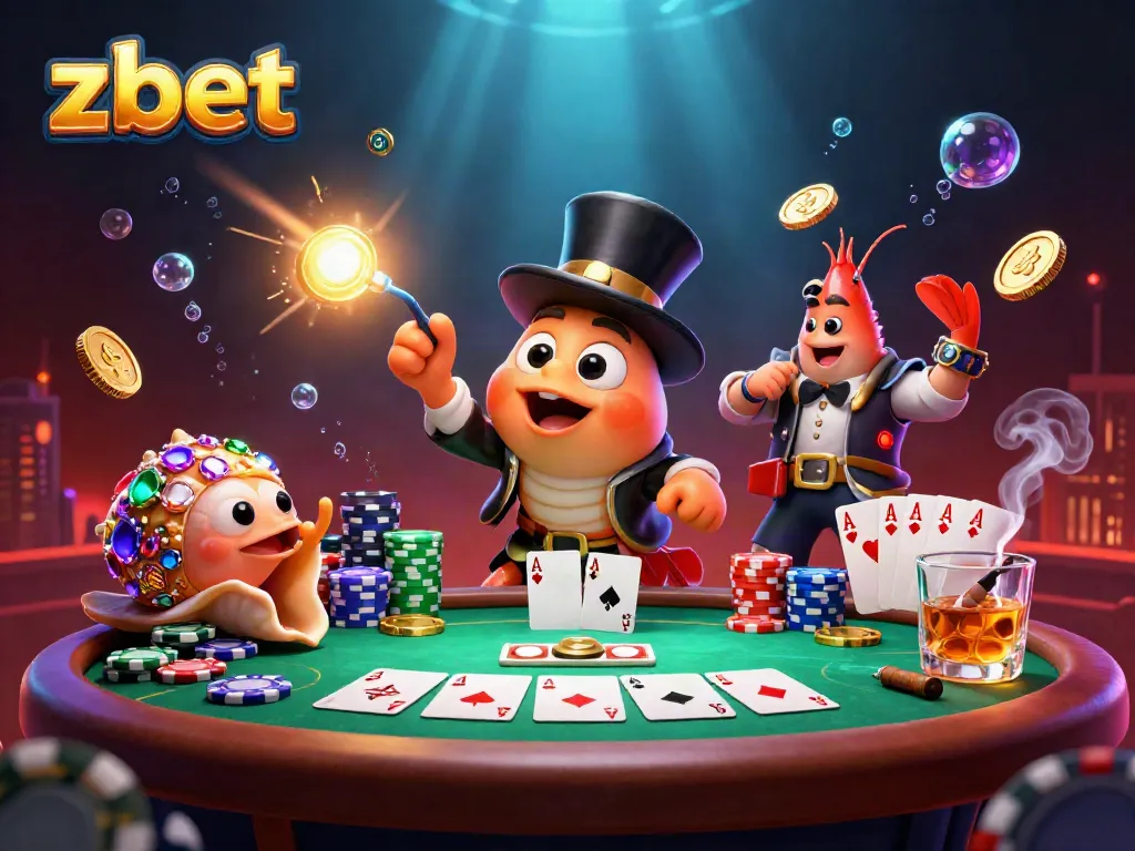 Experience the thrill of zbet with a vibrant underwater casino scene, featuring colorful characters and poker elements.