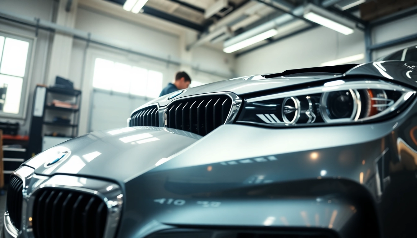 BMW Nachrüstung mit modernster Technik von einem Techniker in einer professionellen Garage installiert.