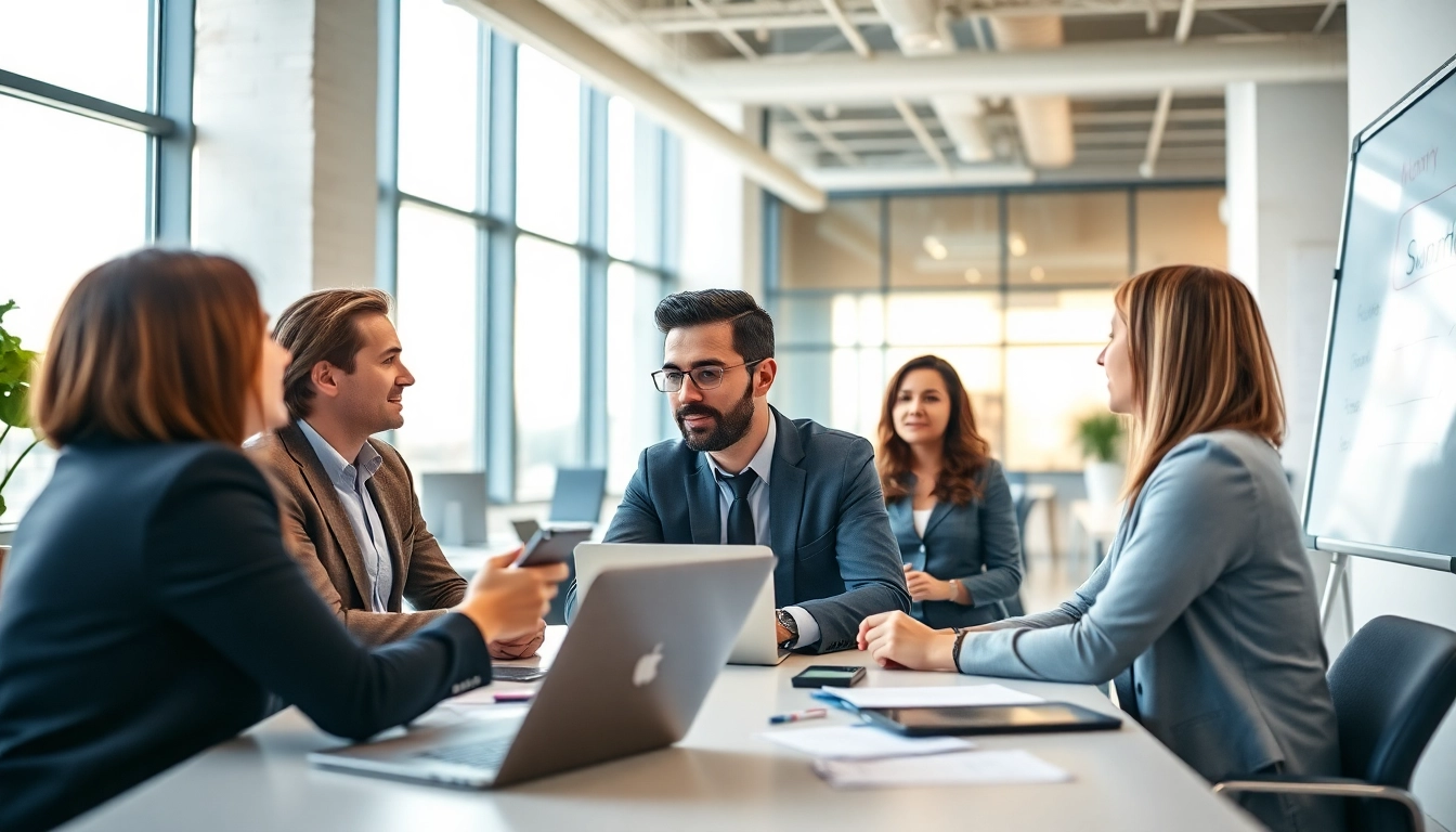 Headhunter Schweiz führt ein strategisches Meeting in einem modernen Büro.