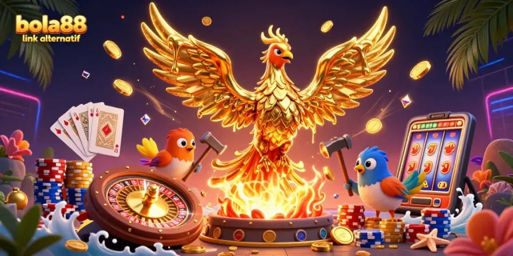 Experience top betting with bola88 link alternatif as golden phoenix shines amid casino excitement.